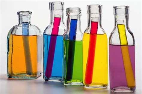 five filled bottles, Still Life, Bottles, Color, colored water, test tubes, farbenspiel, liquid ...
