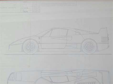 FERRARI F40 FACTORY BLUEPRINT FRAMED