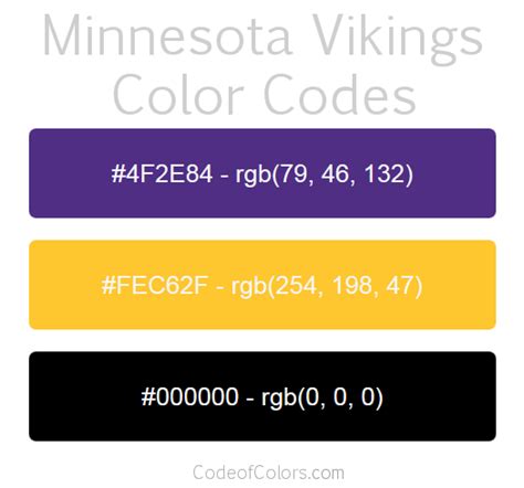 Minnesota Vikings Colors - Hex and RGB Color Codes