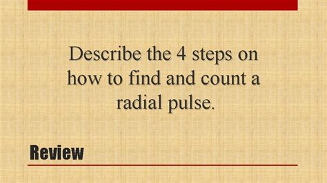 How to Check a Radial Pulse Objectives At