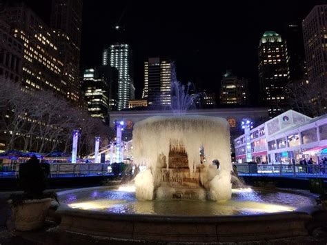 Frozen Bryant Park Fountain - A Symbol of Winter in NYC