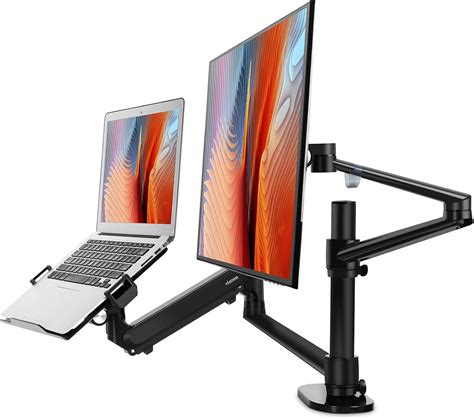 viozon Monitor and Laptop Mount, 2-in-1 Adjustable Dual Monitor Arm Desk Stand, Single Gas ...