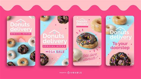 Donuts delivery social media stories set #AD , #AFFILIATE, #SPONSORED, #social, #set, #stories ...