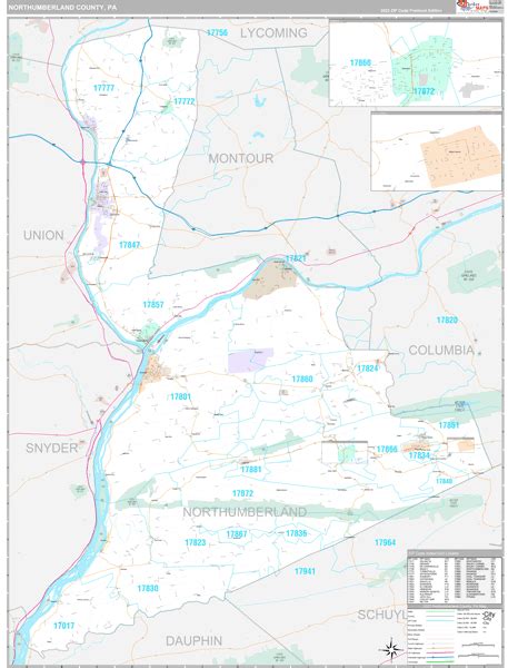 Northumberland County, PA Wall Map Premium Style by MarketMAPS - MapSales