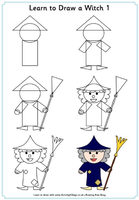 Learn to Draw a Witch | Art drawings for kids, Halloween drawings, Witch drawing