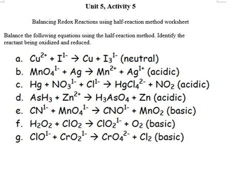 Solved Balancing Redox Reactions using half-reaction method | Chegg.com