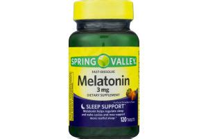 Spring Valley Fast-Dissolve Melatonin 3 mg Dietary Supplement Sleep Support Tablets - 120 CT ...
