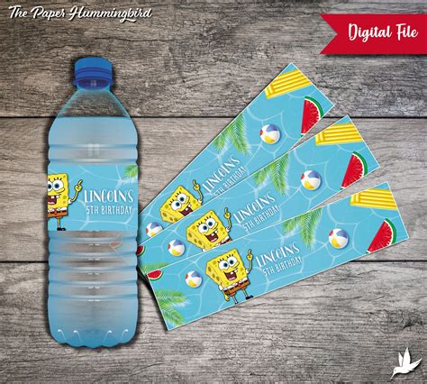 Spongebob Squarepants Water Bottle Labels Printable Spongebob | Etsy in 2022 | Pool birthday ...