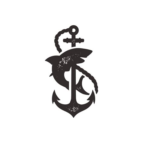 vintage logo shark and anchor template illustration 25023311 Vector Art ...