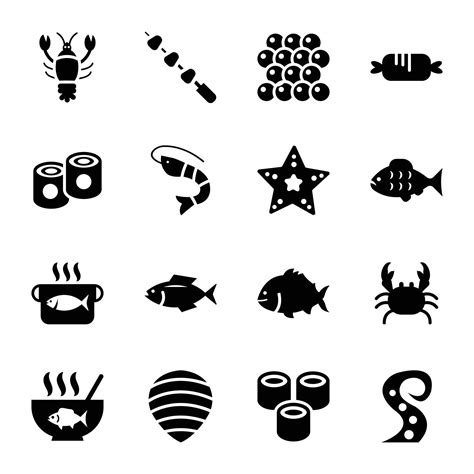 Seafood Icons Set 24119201 Vector Art at Vecteezy