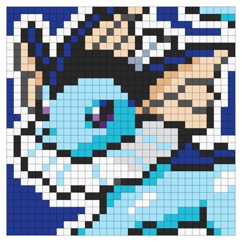 Vaporeon Pokemon - Pix Brix Template | Pixel art pokemon, Pixel art, Pokemon cross stitch patterns