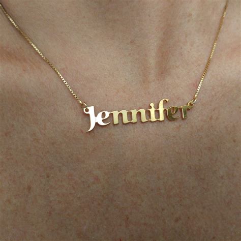 14K Solid Gold Name Necklace 14K Solid Yellow Gold Name - Etsy