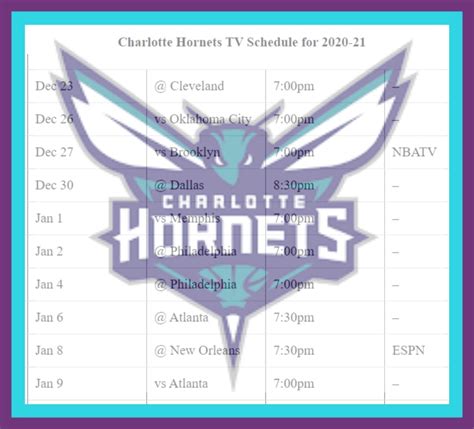 Charlotte Hornets Schedule Printable - Printable Calendars AT A GLANCE