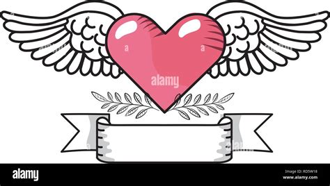 Corazón con alas Imagen Vector de stock - Alamy