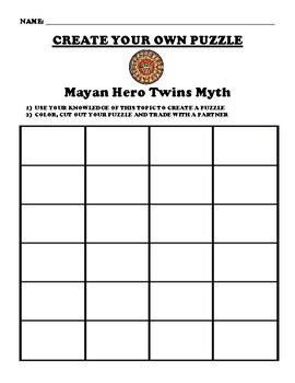 Mayan Hero Twins Myth Puzzle Worksheet by BAC Education | TPT