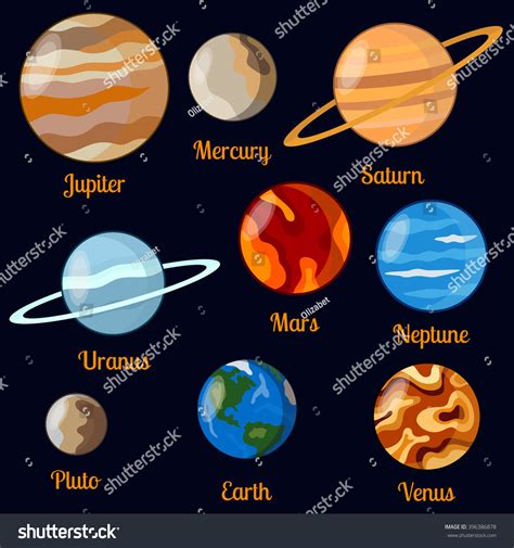 Solar System Planets Vector Set Nine Stock Vector (Royalty Free ...