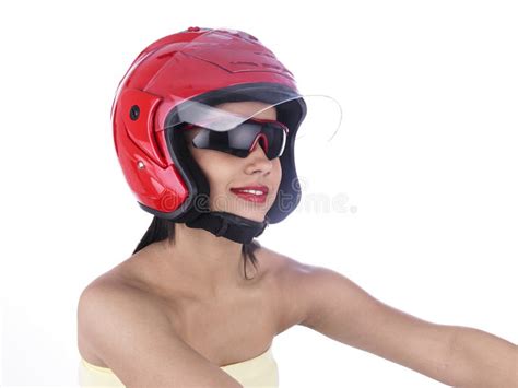 Biker Girl With A Red Helmet Picture. Image: 6903215