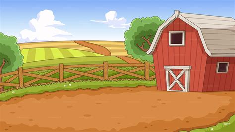 Barn Backyard Cartoon Background Vector Illustration - FriendlyStock