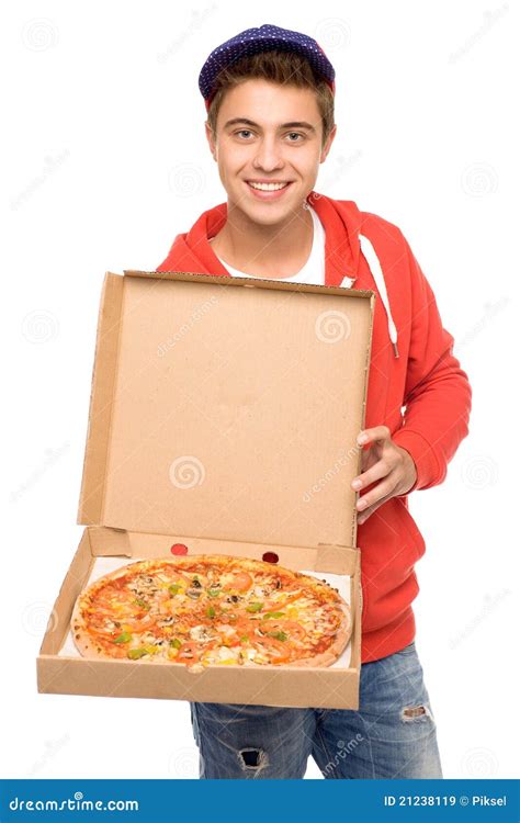 Pizza delivery man stock image. Image of casual, shot - 21238119