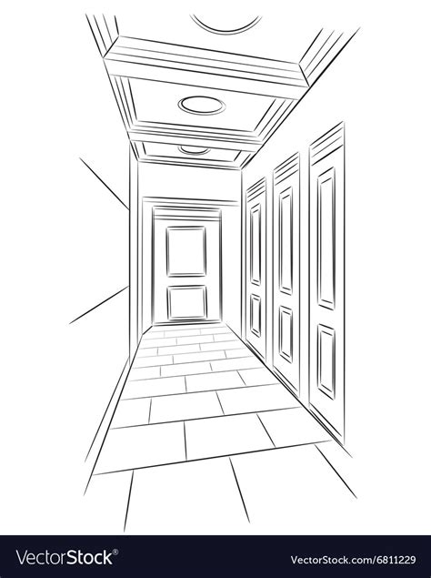 Sketch of hall Royalty Free Vector Image - VectorStock