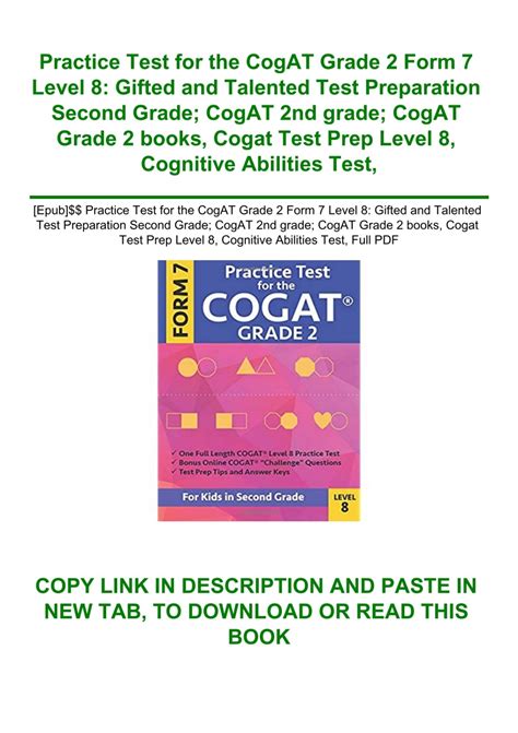 [Epub]$$ Practice Test for the CogAT Grade 2 Form 7 Level 8 Gifted and Talented Test Preparation ...