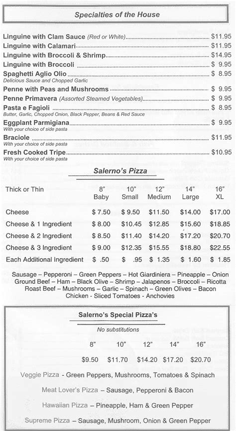 Salerno's in oak park, IL - photo, menu