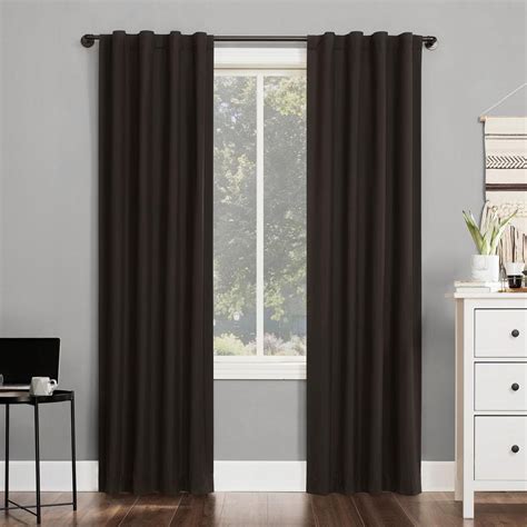 Sun Zero Cyrus Cocoa Polyester Solid 40 in. W x 84 in. L Noise Cancelling Grommet Blackout ...