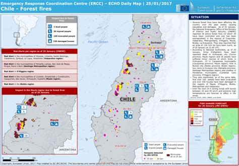 Chile - Forest fires - ECHO Daily Map | 25/01/2017 - Chile | ReliefWeb