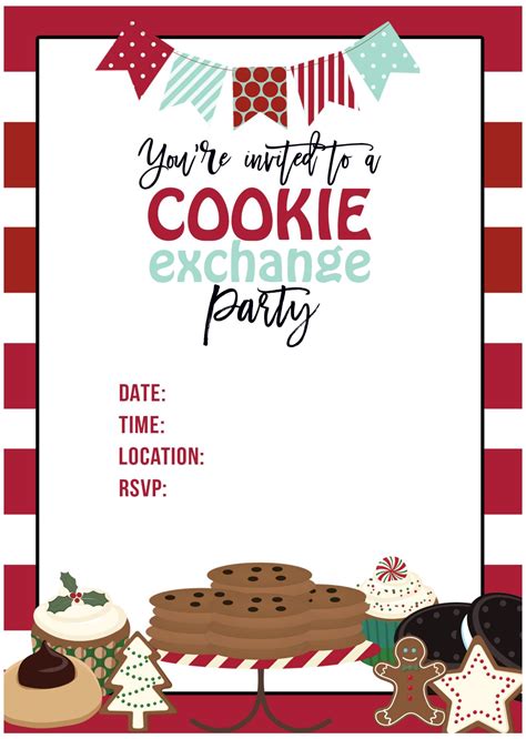 Printable Cookie Exchange Invitation Template | Cookie exchange ...