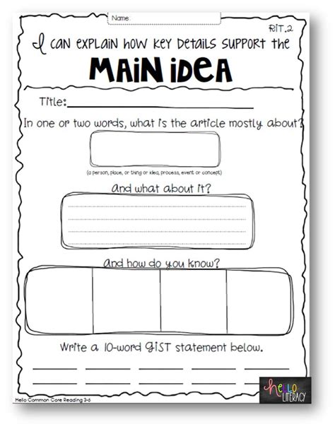 Free Printable Main Idea Graphic Organizer | Free Printable