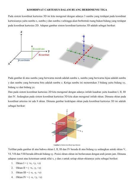KALKULUS KOORDINAT CARTESIUS DALAM RUANG BERDIMENSI TIGA