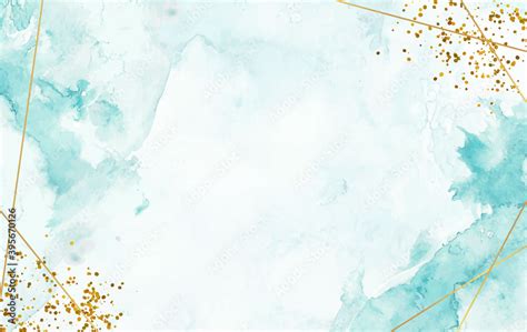 Hand painted watercolor splash background with gold line and sparkle Stock Vector | Adobe Stock