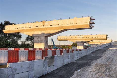 Construction of Highway Overpass Bridge Infrastructure in Progress with ...