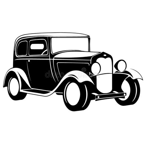 Classic Vintage Car in Black White Stock Vector - Illustration of vintage, minimalist: 277049312