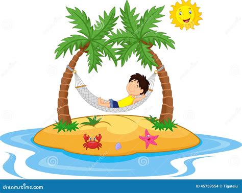 Boy Cartoon Relaxing In A Hammock Stock Vector - Image: 45759554