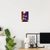 Beautiful Purple Glass Dragon Statue Poster | Zazzle