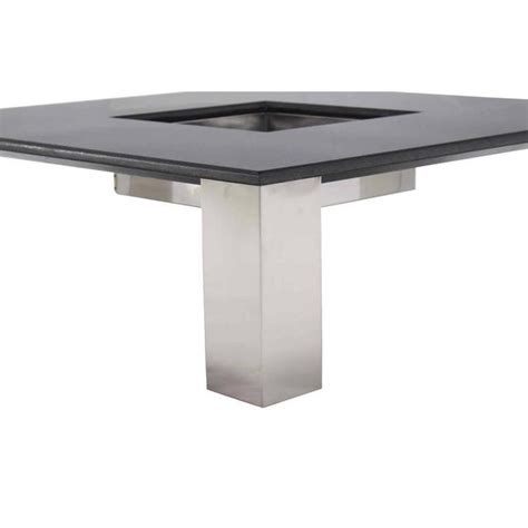 Modern Square Granite Top Coffee Table With Center Planter | Chairish