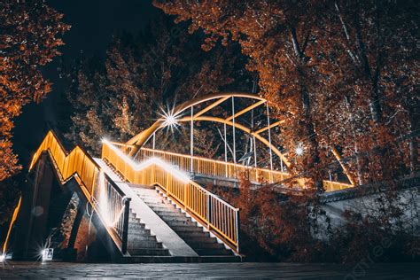 The Bridge Architecture Illuminated At Night Background, Night, Rainbow Bridge, Long Exposure ...