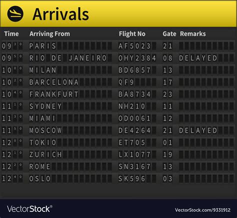 Airport timetable Royalty Free Vector Image - VectorStock