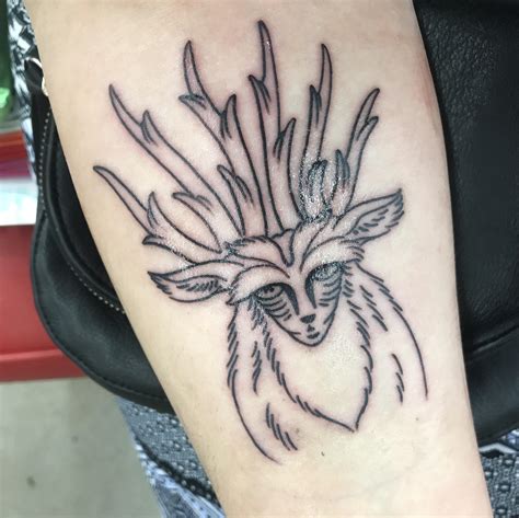 Forest spirit tattoo I got done today! : r/ghibli