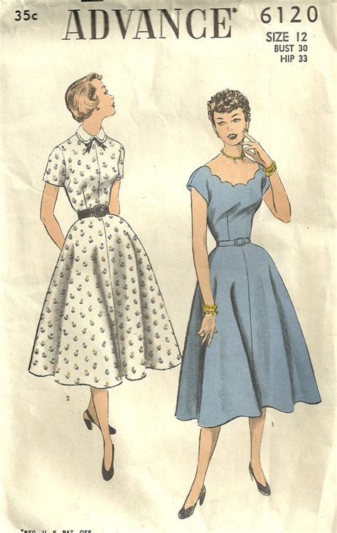 Advance 6120 Vintage 50s Sewing Pattern Dress Size 12 | Etsy | Vintage dress patterns, Dress ...