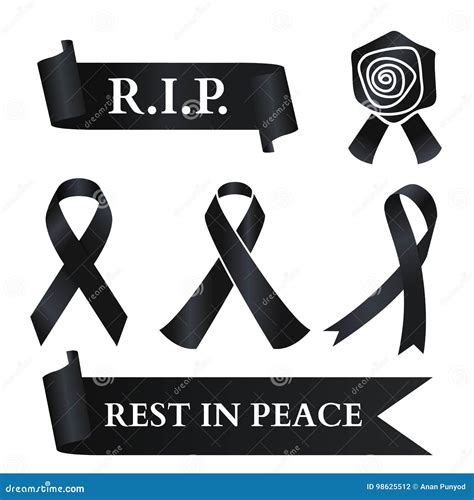 Black Ribbon for Rest in Peace R.I.P Stock Vector - Illustration of ...