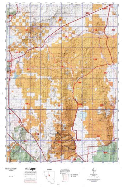 Nevada Hunting Unit 291 Topo Map For Sale | Nevada Hunting Maps