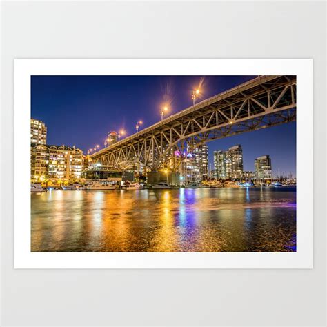 Downtown Vancouver at Night with Granville Bridge Art Print by Sabine ...