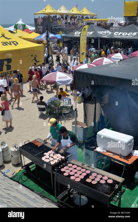 Beach volleyball tournament played in Manhattan Beach, California Stock ...