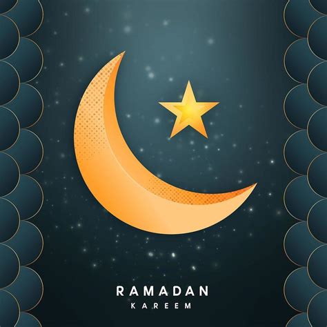 Ramadan Kareem With Gold Crescent Moon and Star 696899 Vector Art at ...