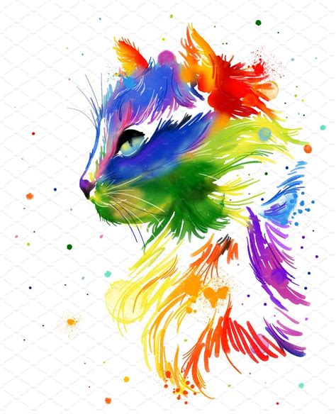 Watercolor rainbow cat | Rainbow cat, Watercolor rainbow, Cat art