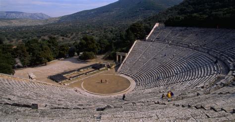 remains-of-amphitheatre-at-epidaurus - Greek Architecture Pictures - Ancient Greece - HISTORY.com