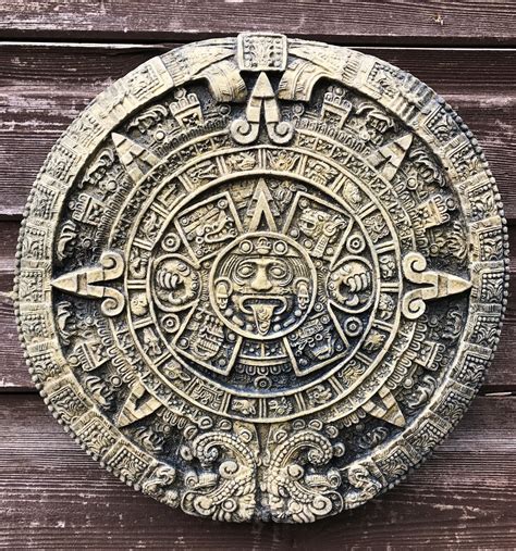 Aztec Mayan Calendar stone wall plaque Sun Stone home or