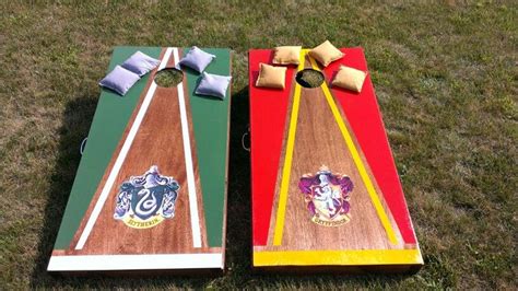 Our diy Harry Potter cornhole boards. Slytherin vs Gryffindor! | Harry potter diy, Harry potter ...